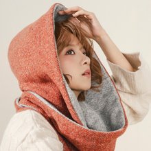 AMBER 系列 - 秋绽 * 橘色 混织毛料 围巾 连帽围巾