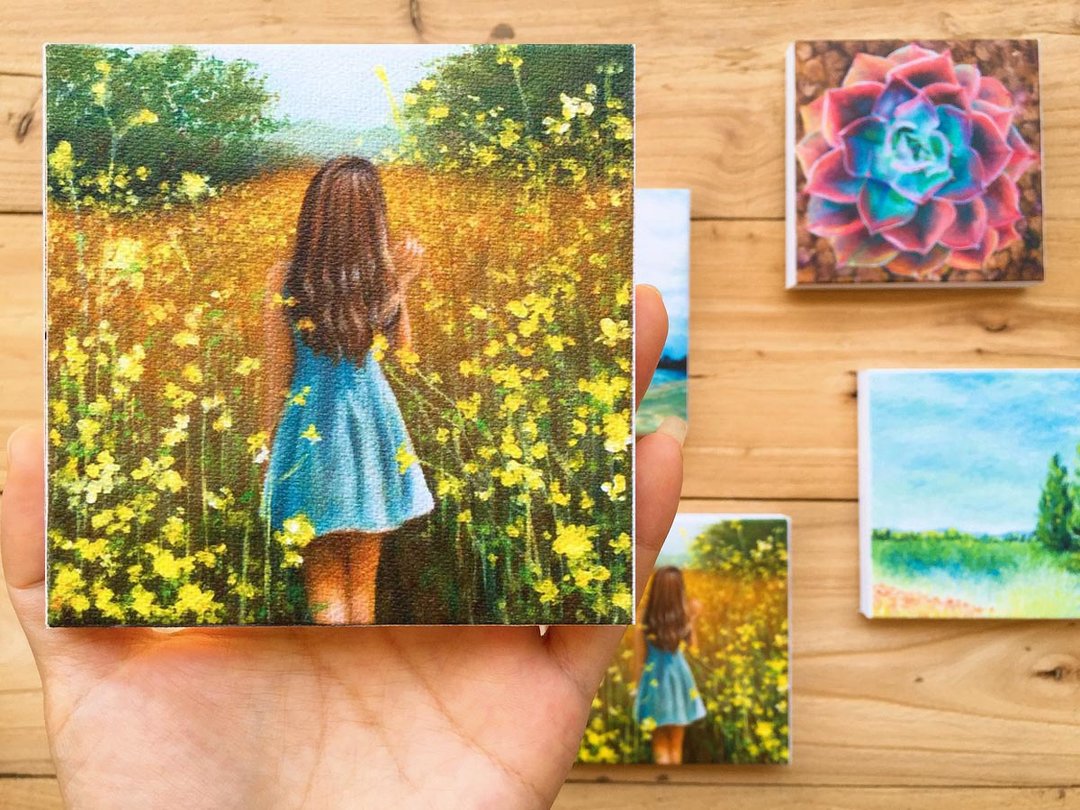 漫步油菜花田的少女-高仿真油画 限量原作版画 人物风景 艺术微喷 - 海报/装饰画/版画 - 棉 