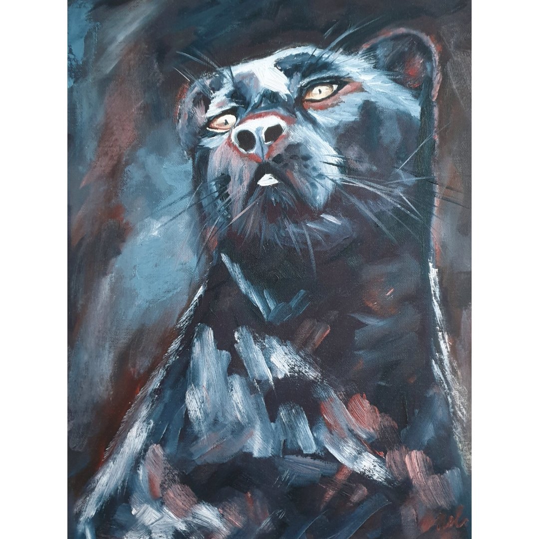 Black Panther Painting Animal Original Art Home Decoration Feng Shui Painting - 海报/装饰画/版画 - 其他材质 黑色