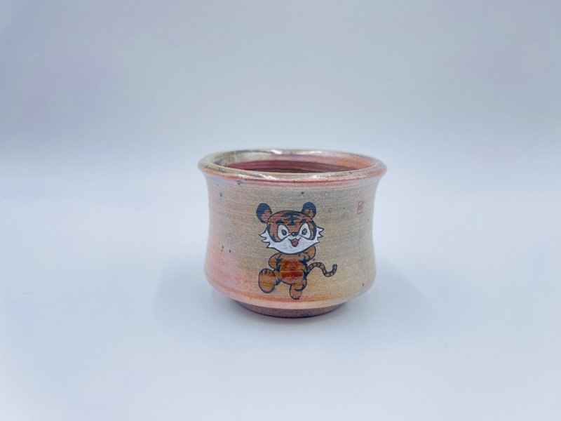 柴烧手绘主人杯 - 茶具/茶杯 - 陶 咖啡色