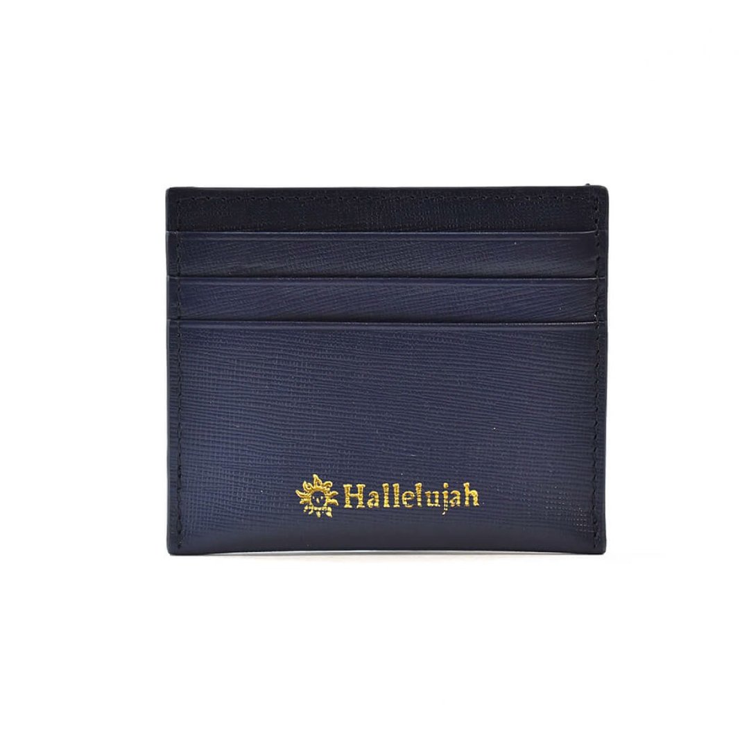 Saffiano Leather Mini wallet that is not easily scratched Thin Slim Waterproof Compact Genuine Leather Cowhide [Navy] HAW019 - 皮夹/钱包 - 真皮 蓝色