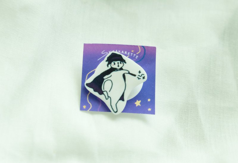 I'm The Magic Cat Handmade Pin - 徽章/别针 - 塑料 白色