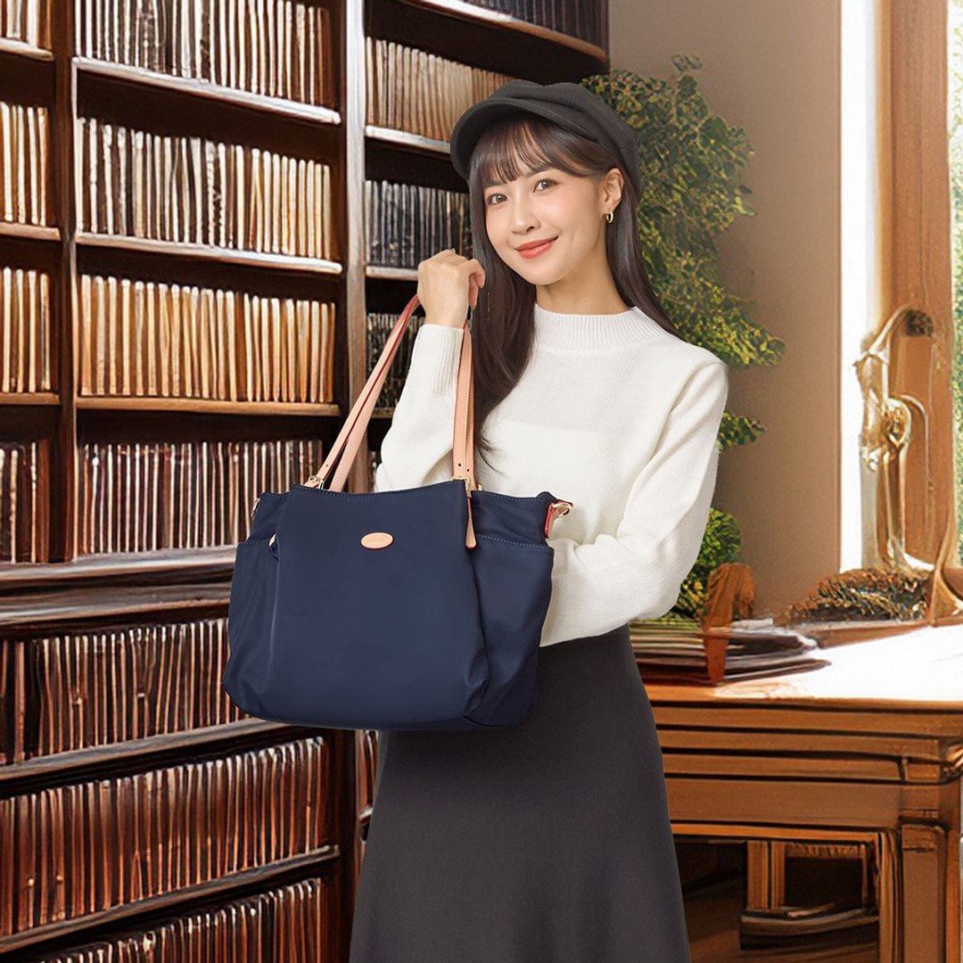 女神大容量通勤两用托特包82743(深海蓝) - 侧背包/斜挎包 - 尼龙 蓝色