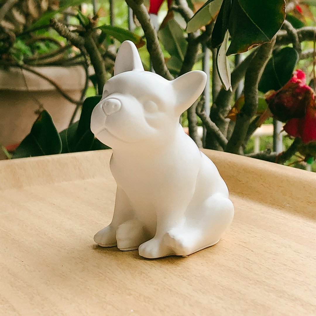 法国斗牛犬扩香石 - 香薰/精油/线香 - 其他材质 白色