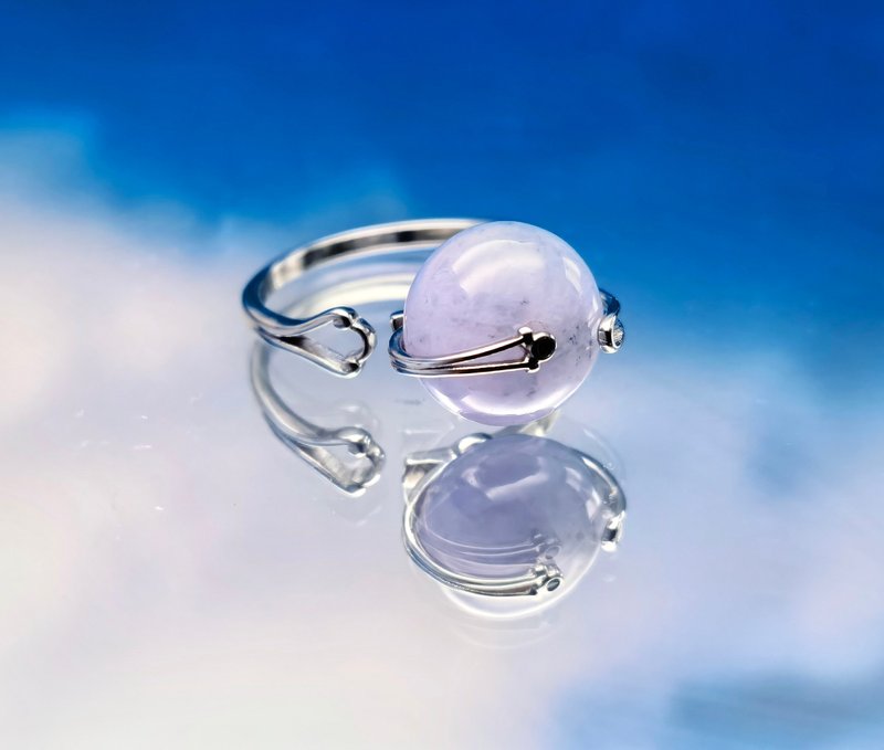 纯银系列 - 冰紫翡翠珠纯银戒指 - 戒指 - 宝石 