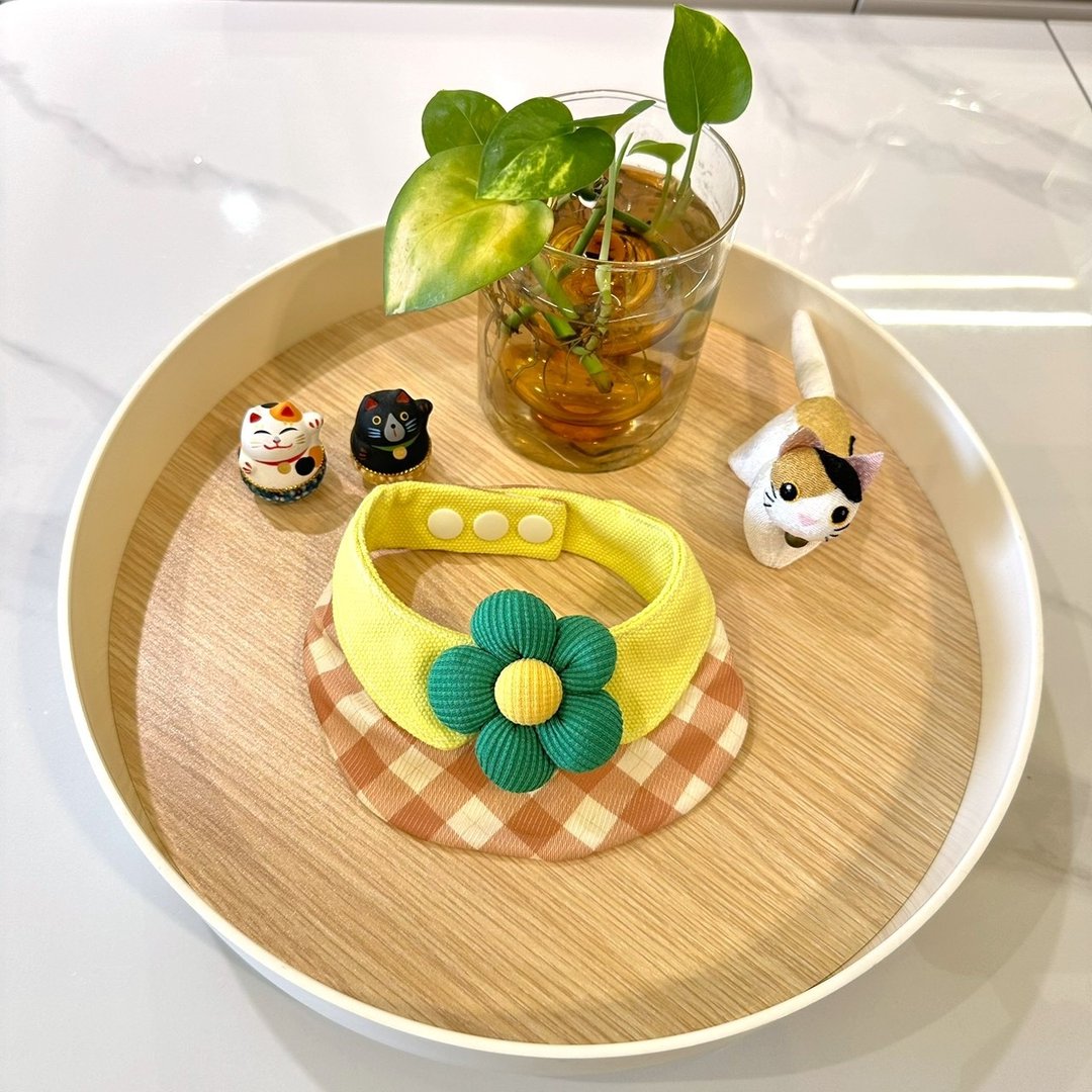 原创设计 宠物小格纹可爱手作领巾-适合中小型 - 订制抱枕/饰品 - 棉 橘色