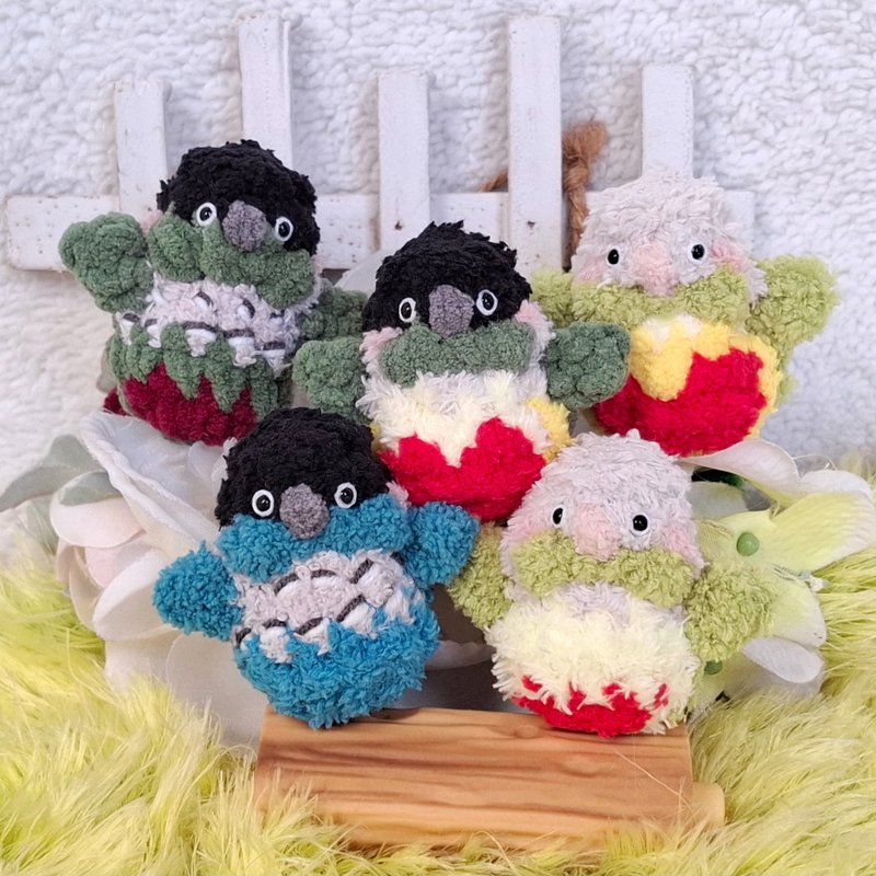 小太阳鹦鹉 小型娃娃玩偶 可加钥匙圈 吊饰 别针 可定制改色 手作 - 订制抱枕/饰品 - 其他材质 绿色