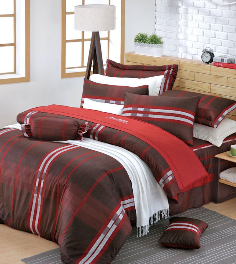 【R858 筑梦踏实】100% 40支精梳棉 七件式全套组 - 寝具 - 棉．麻 红色