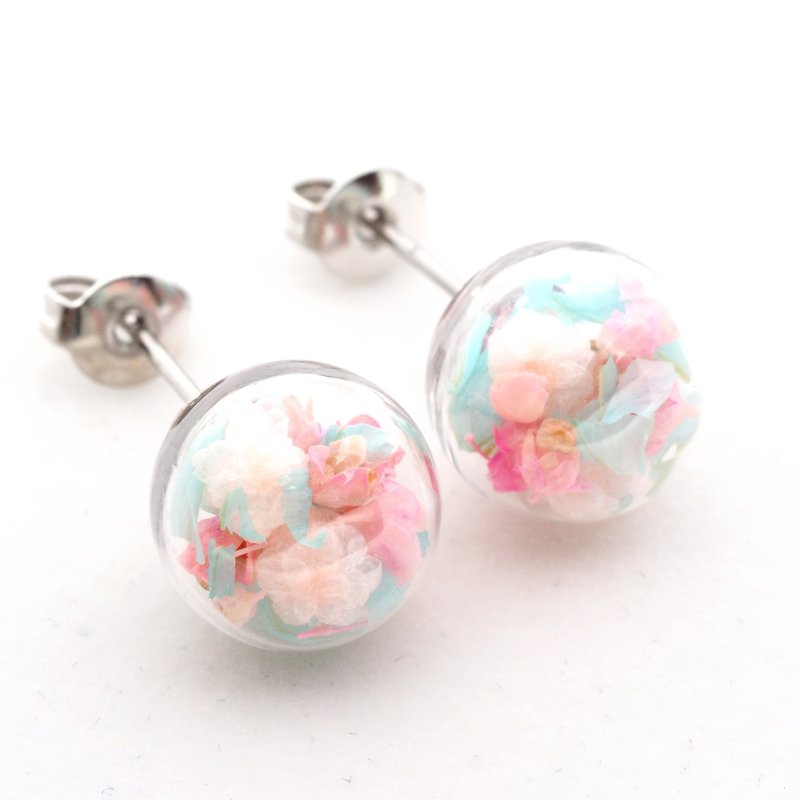 爱家作- OMYWAY DIY 干花  玻璃球 耳针 耳环 耳勾 垂挂 耳夹 1cm - 耳环/耳夹 - 玻璃 