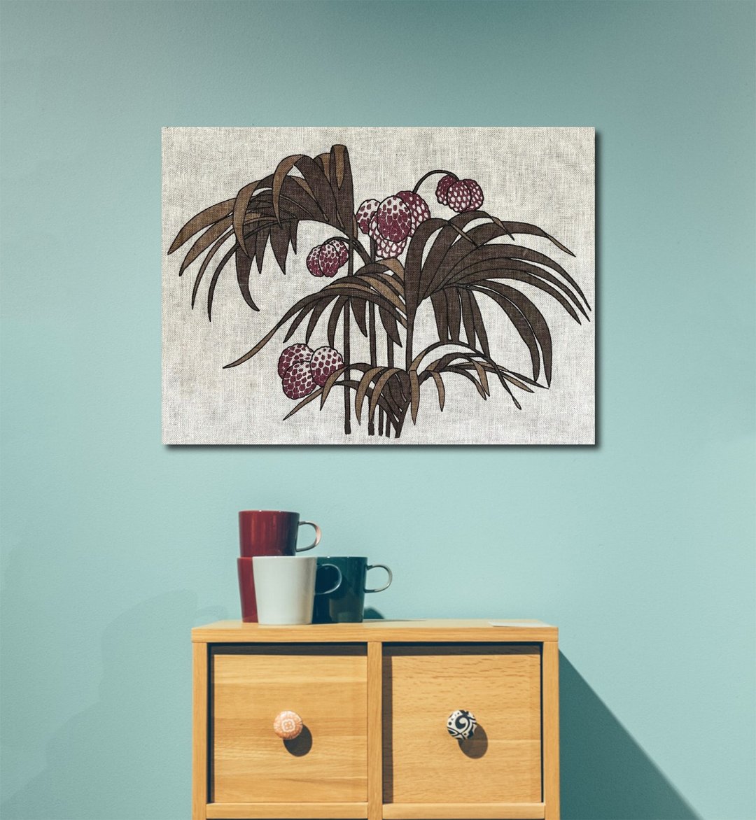 夏季植物牆藝術定制帆布 Plant hanging canvas hand-painted Geometric art Flowers Painting - 海报/装饰画/版画 - 棉 多色