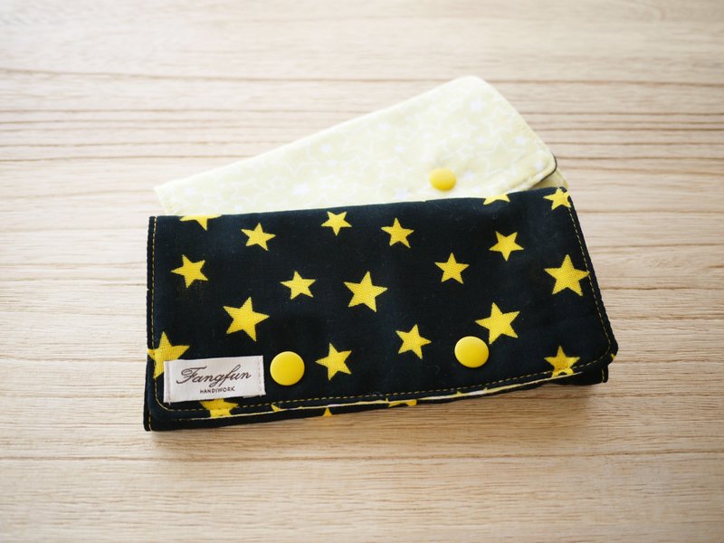 纯棉六重纱双面背巾口水巾-星星(黄黑) - 围嘴/口水巾 - 棉．麻 黄色