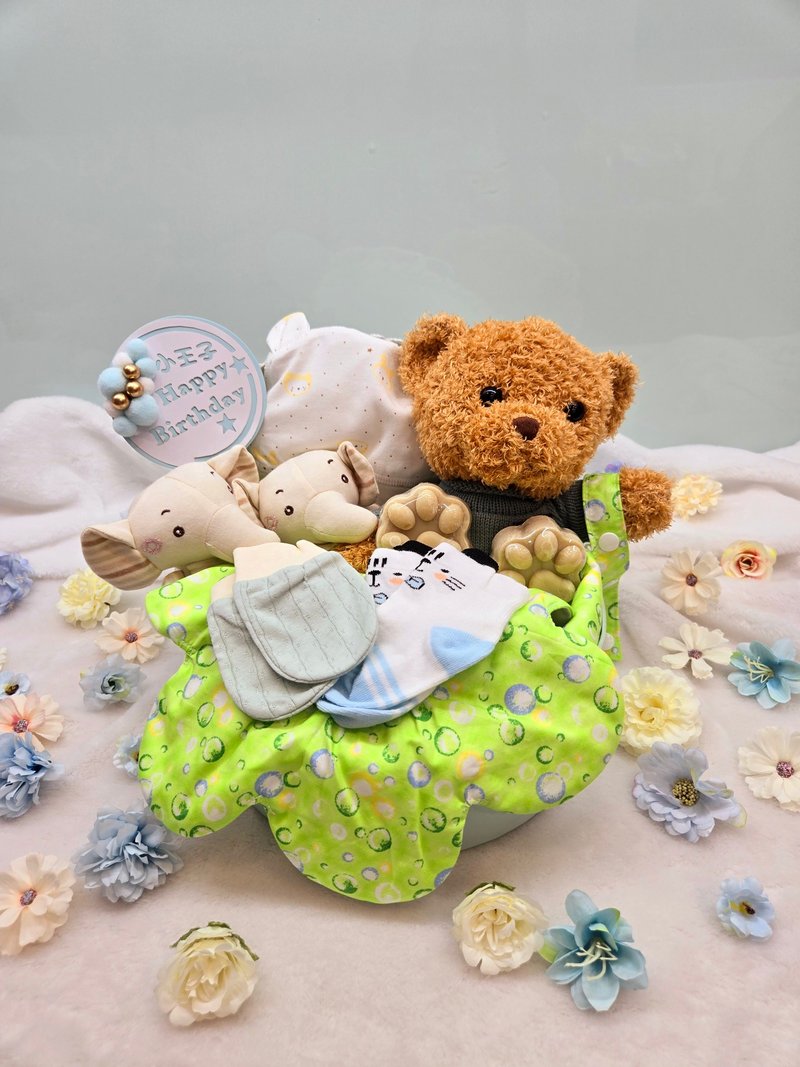 泡泡摇篮满月礼/弥月礼盒/生日/新生儿/送礼/口水巾 - 围嘴/口水巾 - 棉．麻 绿色