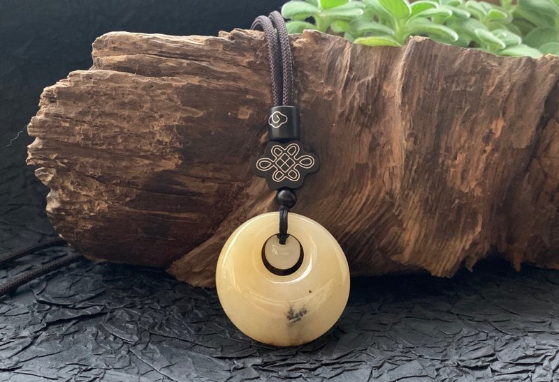 快速出货 实品拍摄 天然黄龙玉项链 黄龙玉坠 平安扣 母子平安扣 - 项链 - 玉石 多色