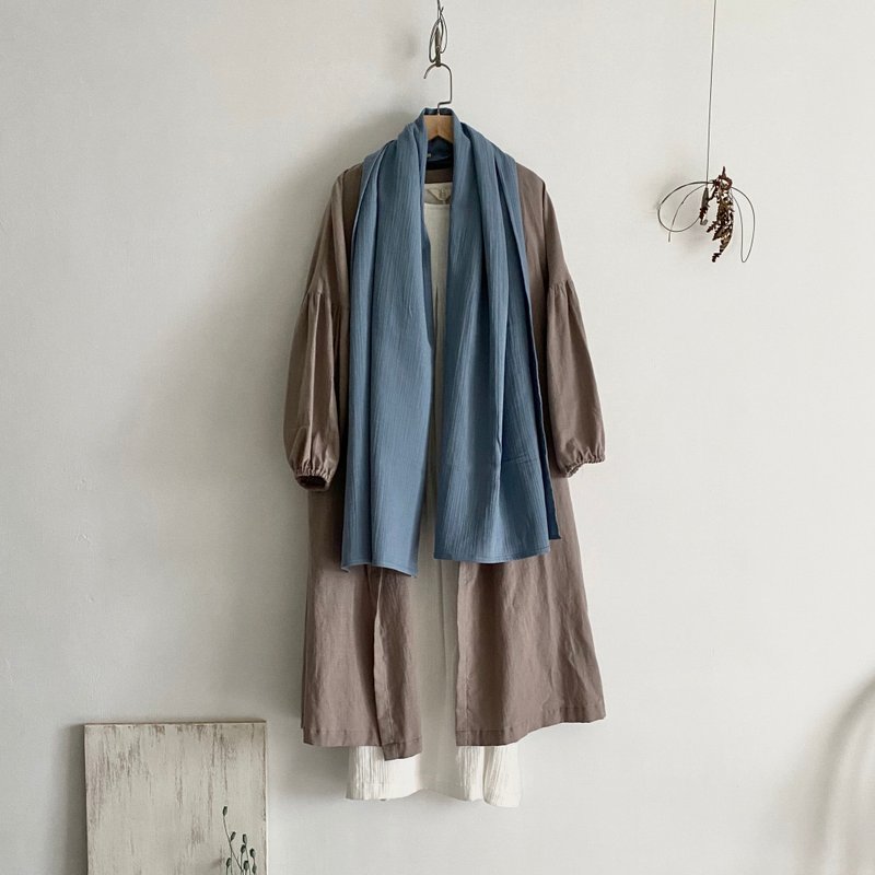 【 围巾 02 】 台湾织染 亲肤柔软双层棉/30色纯棉 - 围巾/披肩 - 棉．麻 蓝色