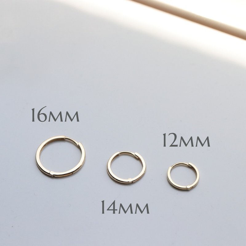 14K Tint Cycle Lock Earring (16mm 14mm) 圆耳扣耳环 (单个) - 耳环/耳夹 - 贵金属 金色