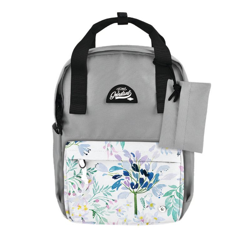 Grinstant混搭可拆组式13寸后背包 - 黑白系列 (灰色配水彩碎花) - 后背包/双肩包 - 聚酯纤维 灰色
