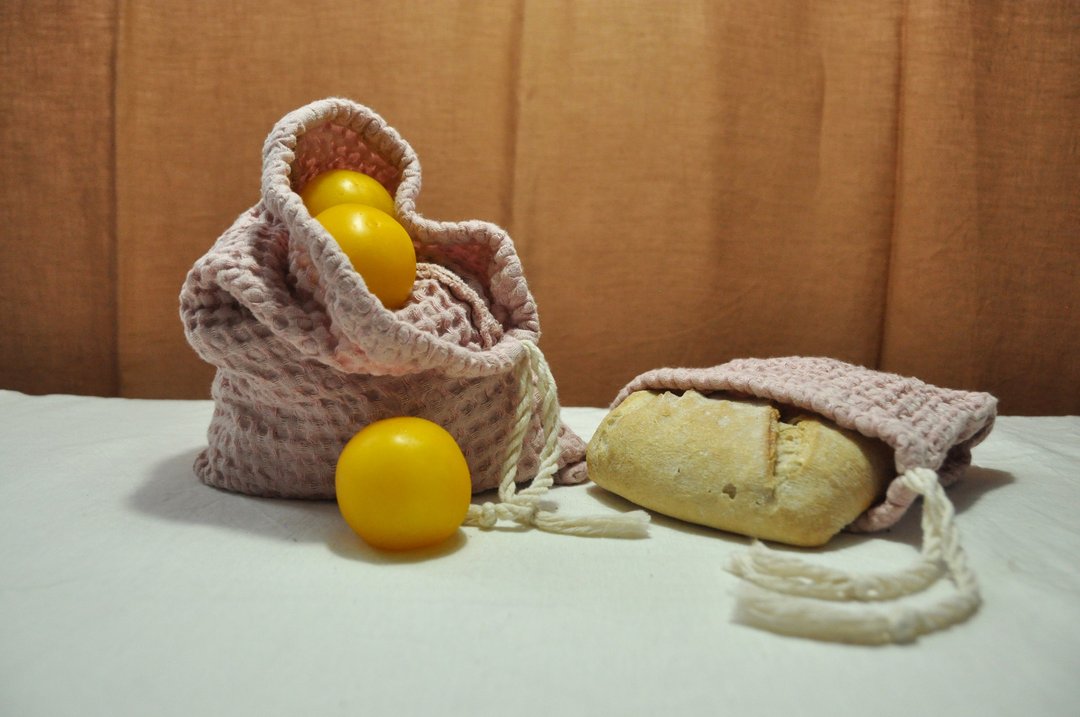 16 colors waffle linen bag / Bags set / Reusable washable eco food storage - 束口袋双肩包 - 亚麻 多色