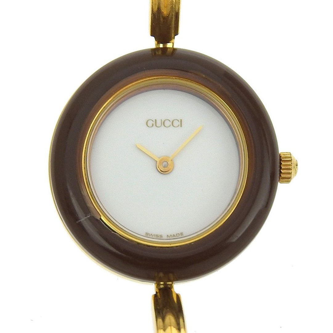 【日本直送】GUCCI 古驰 换圈手表 11/12.2 镀金 石英 指针式显示 白色表盘 女仕【二手】 - 女表 - 其他金属 金色