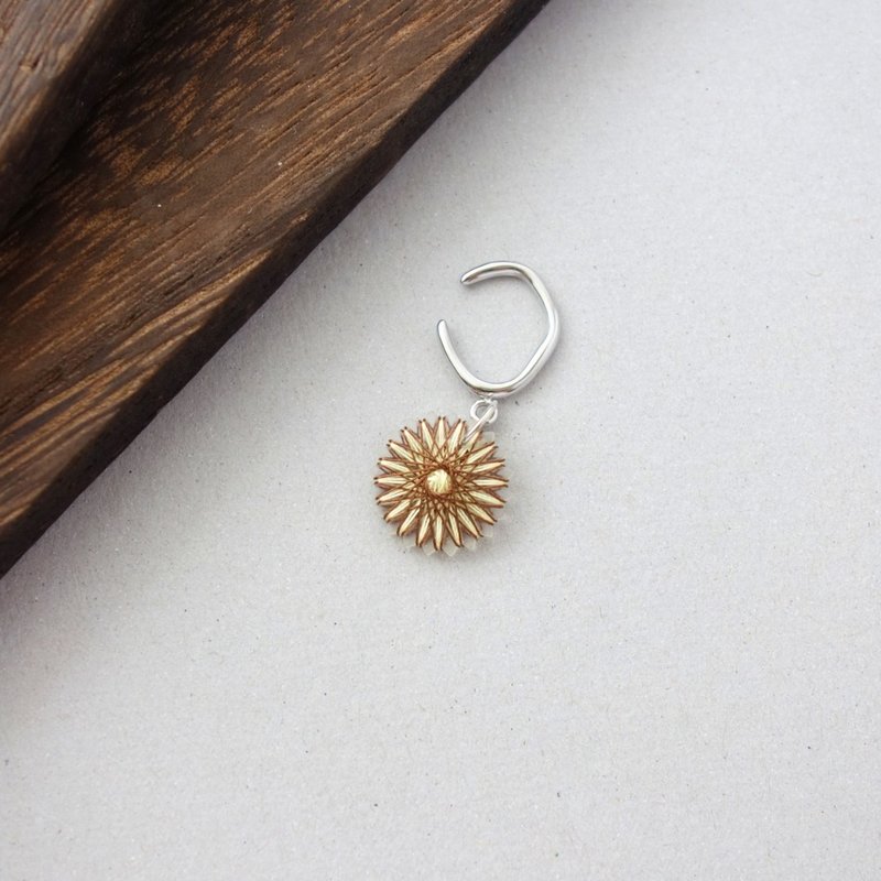 绢线制 野花耳骨夹 Wildflower Ear cuff | 黄色 | 包邮 - 耳环/耳夹 - 丝．绢 黄色