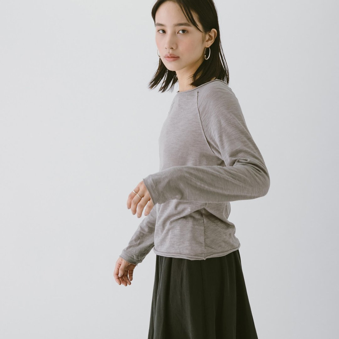 拉克兰袖长袖上衣 - 岩灰 - 女装上衣 - 棉 灰色