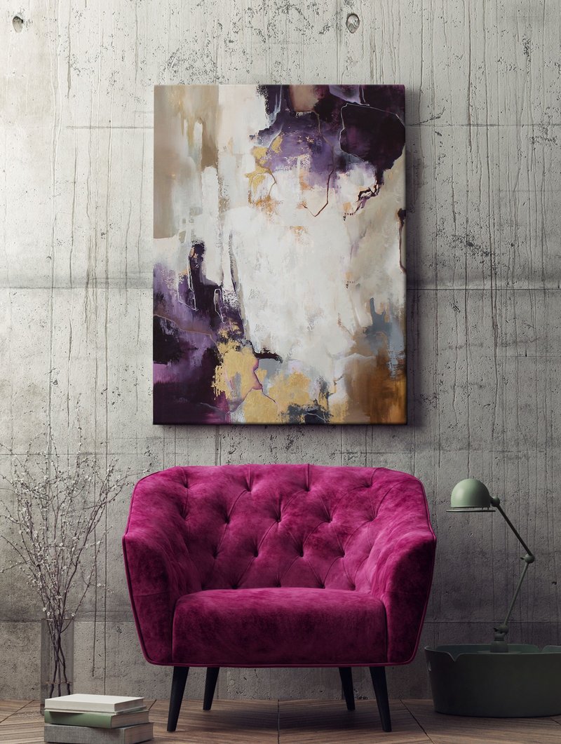 紫金画 | 紫金抽象画 | 紫金墙饰 | 绽放 - 墙贴/壁贴 - 棉．麻 紫色