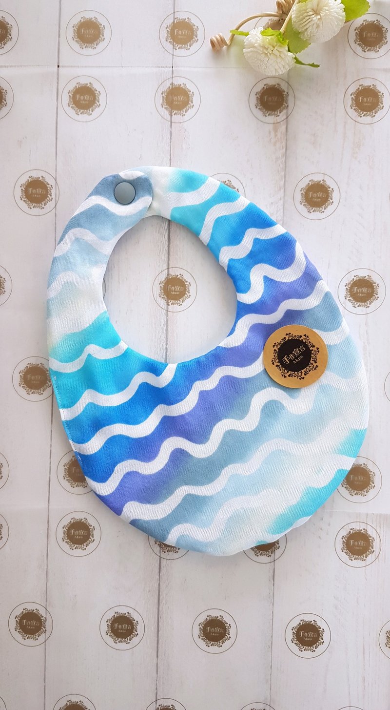 AKPN(渐层B)八重纱100%cotton双面蛋型围兜 - 围嘴/口水巾 - 棉．麻 多色