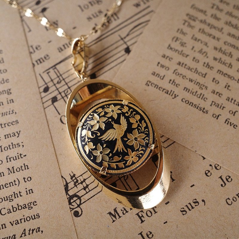 Damasquinado 西班牙镶嵌 欧风 大马士革镶嵌工艺 花鸟 项链 134 - 项链 - 贵金属 金色