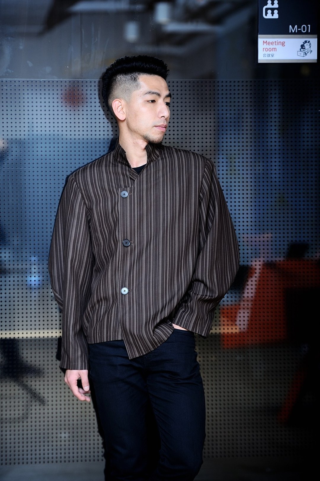 2019春季男款色织条纹香云纱外套 不不对称设计 时尚减龄 - 男装衬衫 - 丝．绢 