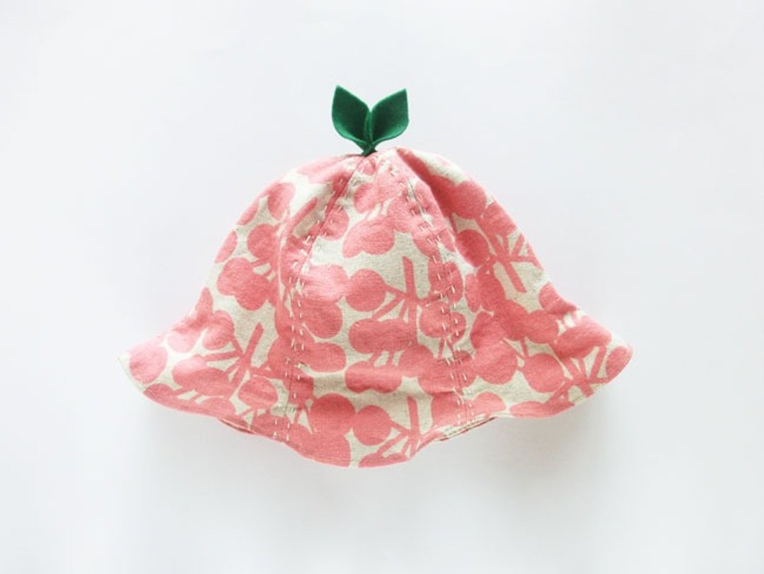 Gingon big big one leaf hat something real pink - 围嘴/口水巾 - 棉 粉红色