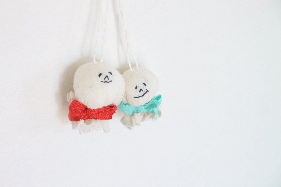 Lucky Terriba mother and child-headed child - 吊饰 - 棉 白色