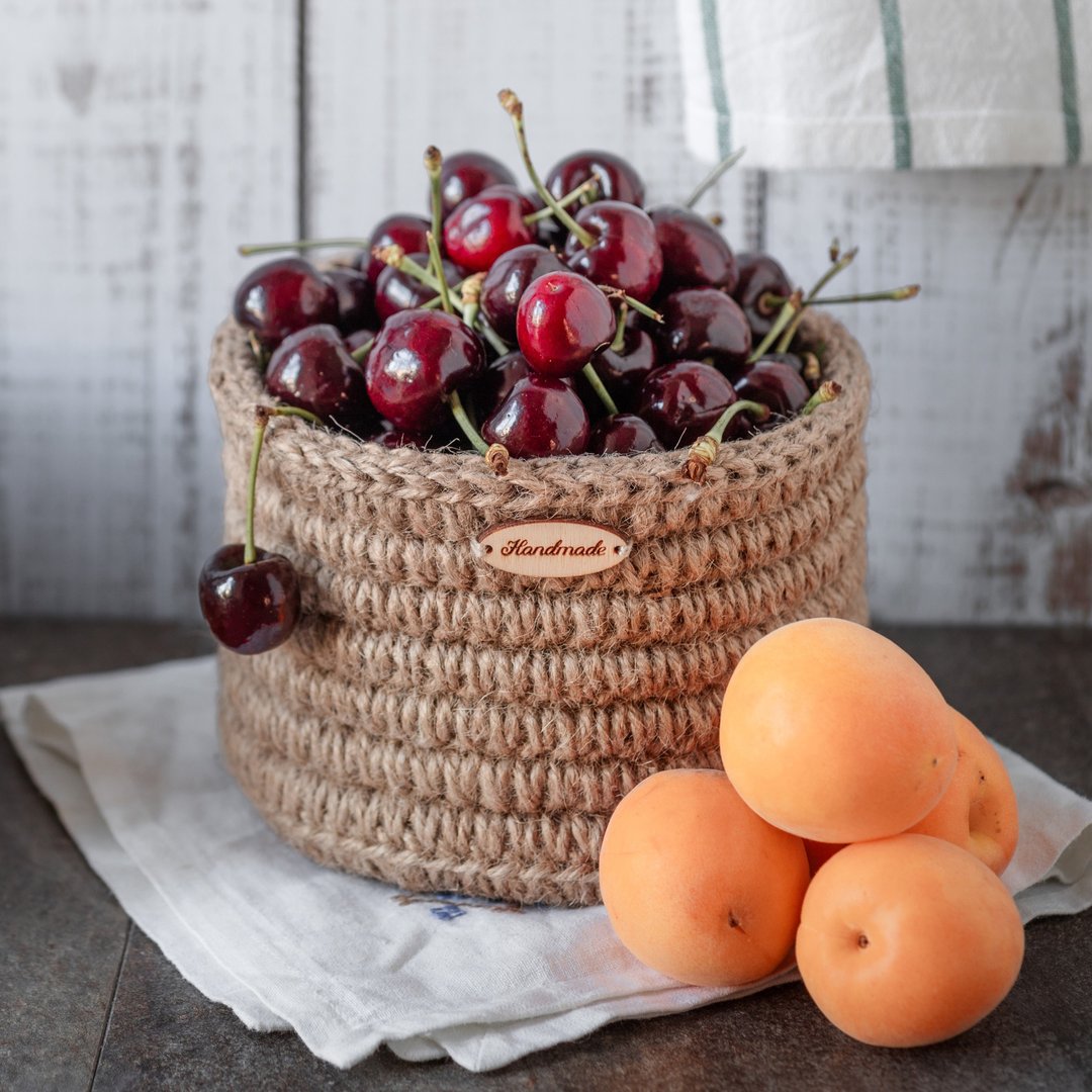 Crochet storage basket, eco-friendly home decor, Kitchen Storage - 收纳用品 - 棉 咖啡色