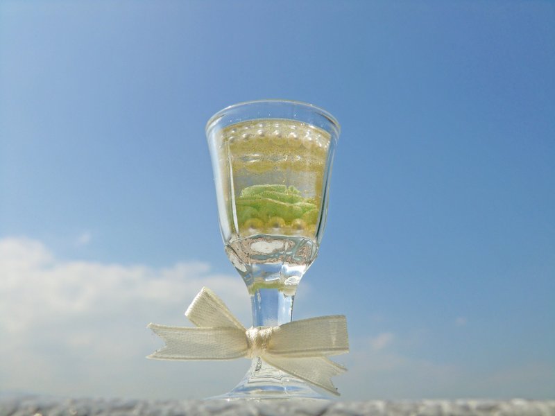 Zodiac 黏土玫瑰花香槟迷你酒杯摆设 戒指/指环座 - 摆饰 - 玻璃 金色