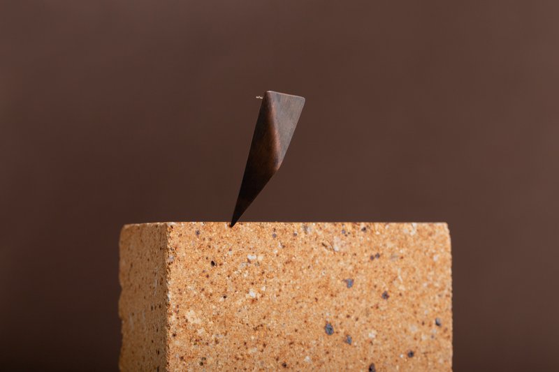 Minimalism 低限主义 地景耳环7号 Sculptural Ear - 耳环/耳夹 - 铜/黄铜 黑色