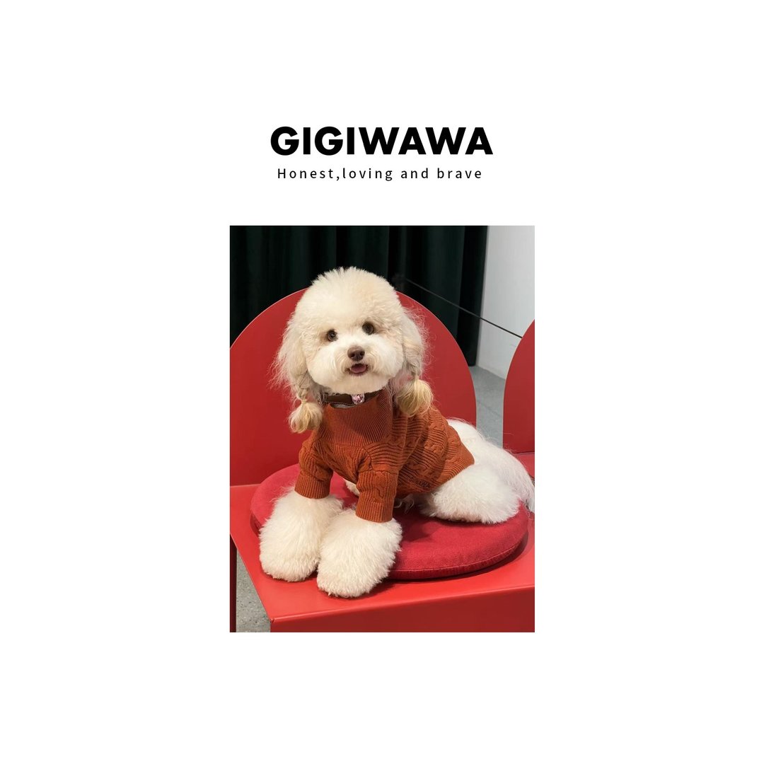 GIGIWAWA原创设计Urban系列宠物秋冬艾草抗菌保暖枣红毛衣 - 衣/帽 - 其他材质 白色