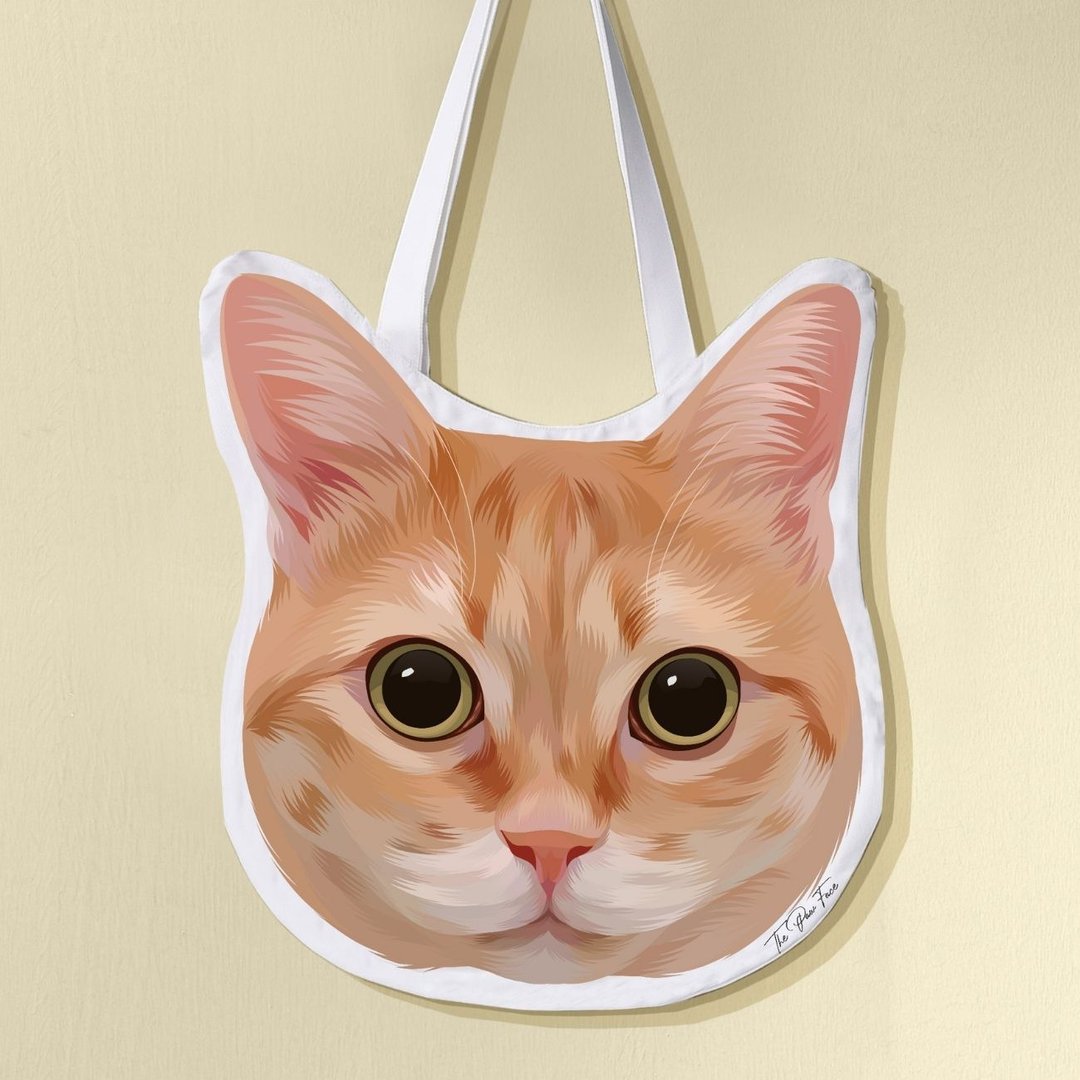 黄猫 橘猫 猫猫 宠物插画异形托特包帆布包单肩包手提袋手提包 - 侧背包/斜挎包 - 其他材质 