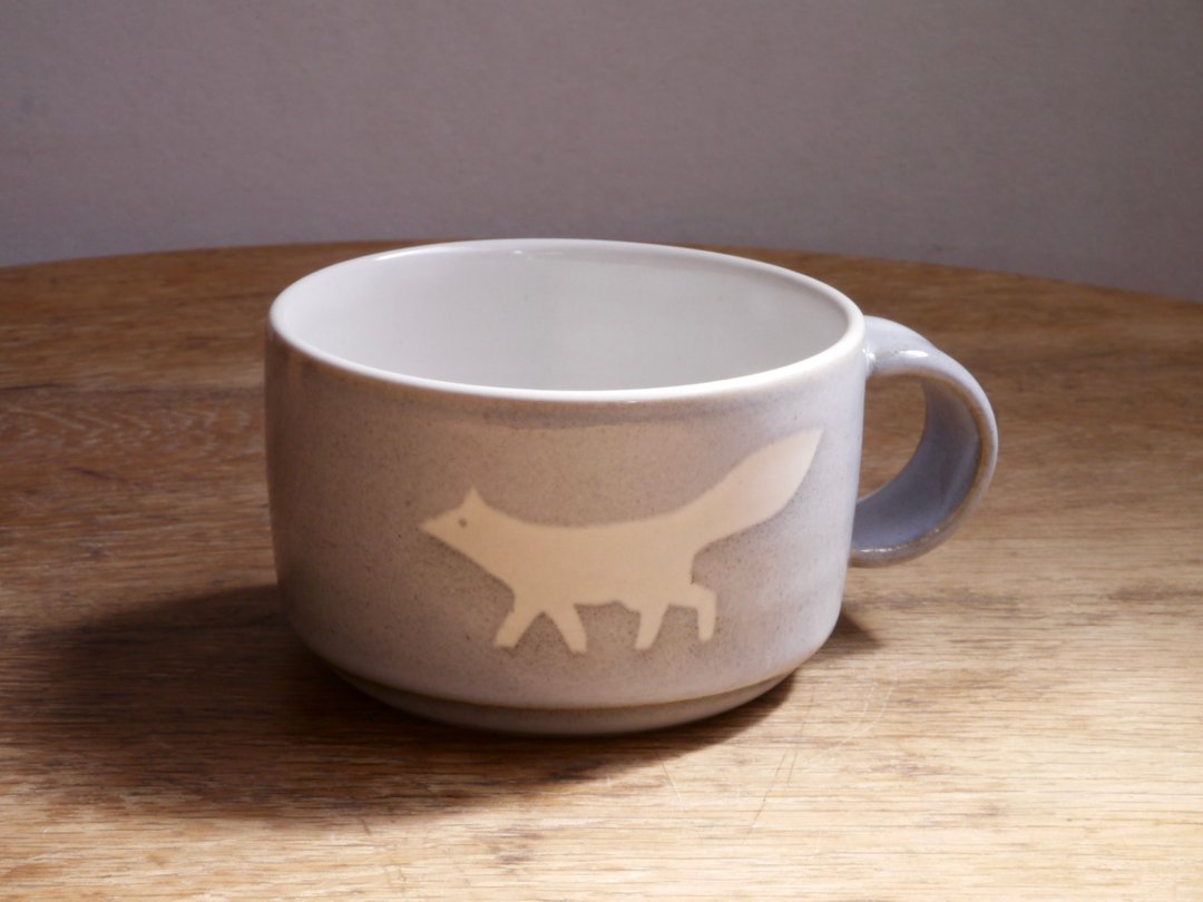 Pottery Fox Mug (large) - 花瓶/陶器 - 陶 灰色