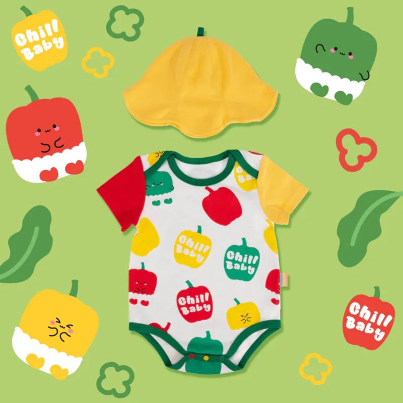 三式Chill宝宝短袖包屁衣连帽 - 包屁衣/连体衣 - 棉．麻 咖啡色