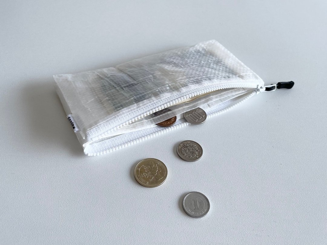Ultra-lightweight, water-repellent material long wallet / 2 TONE TYPE / clear × white - 皮夹/钱包 - 其他人造纤维 透明