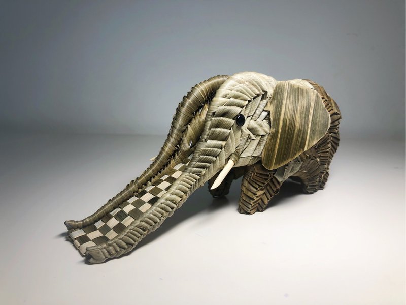 树叶编织的大象滑梯 原创怀旧棕编 非遗手工艺 - 玩偶/公仔 - 植物．花 卡其色