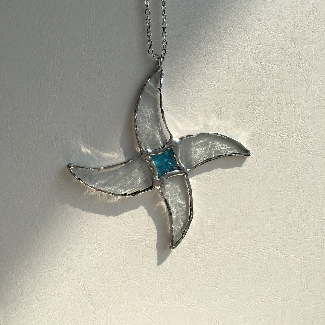 Suncatcher NINJA Shuriken Glass Bay View - 墙贴/壁贴 - 玻璃 蓝色