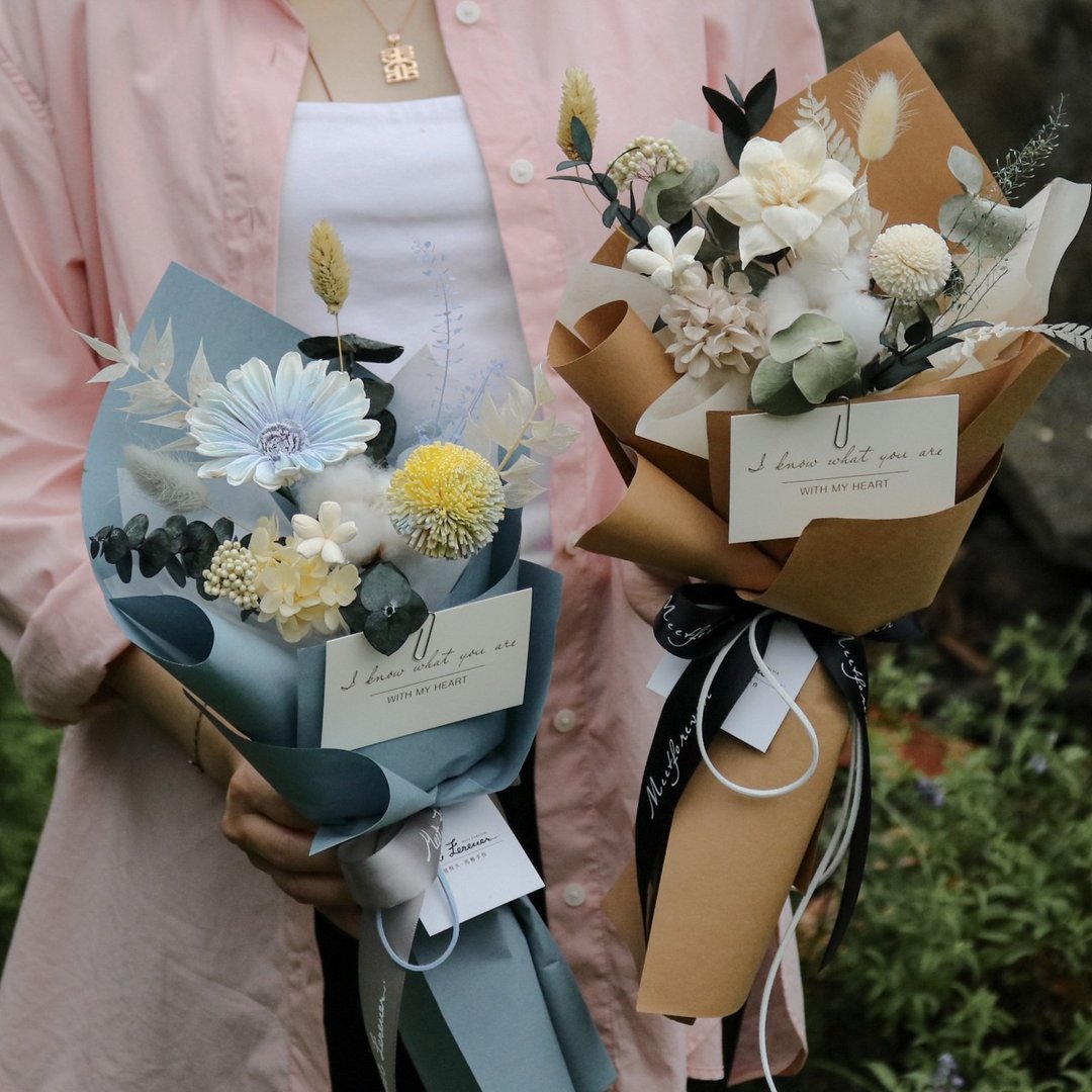 【遇见恒久】暮夏花园干燥花束 小清新花束 共3款 - 干燥花/捧花 - 植物．花 