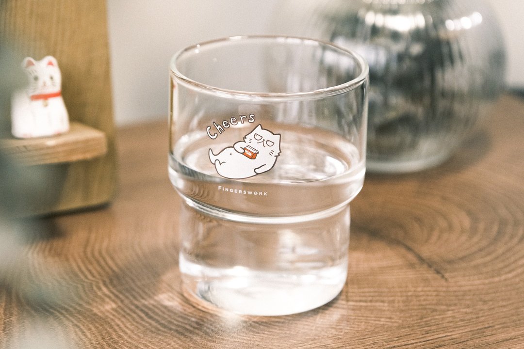 Cheers! 厌世猫玻璃杯 265ML - 玻璃杯 - 玻璃 透明