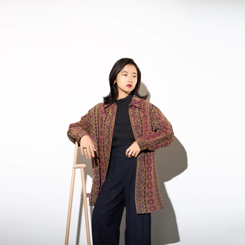 彩图/日本古着衬衫 - 女装衬衫 - 聚酯纤维 