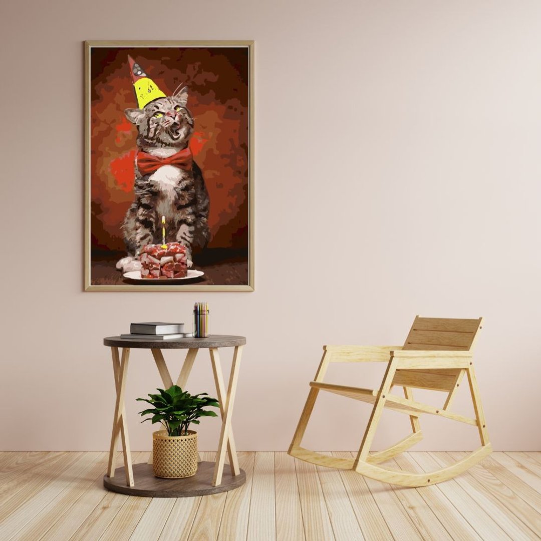 生日快乐猫 创意数字油画 【萌萌猫咪】 - 插画/绘画/写字 - 其他材质 