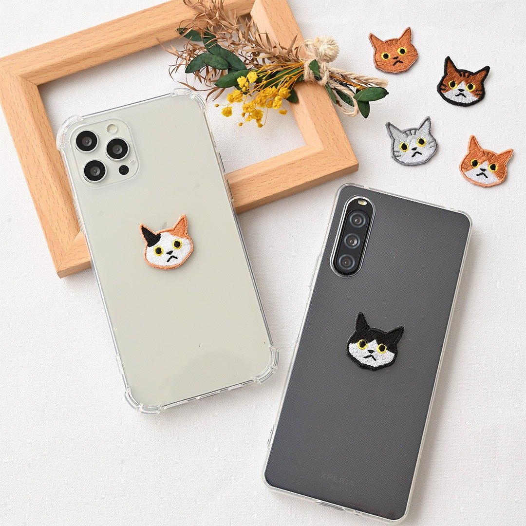 TPU 透明手机壳【猫咪布章】刺绣 iPhone Android 软壳 A243I - 手机壳/手机套 - 塑料 透明