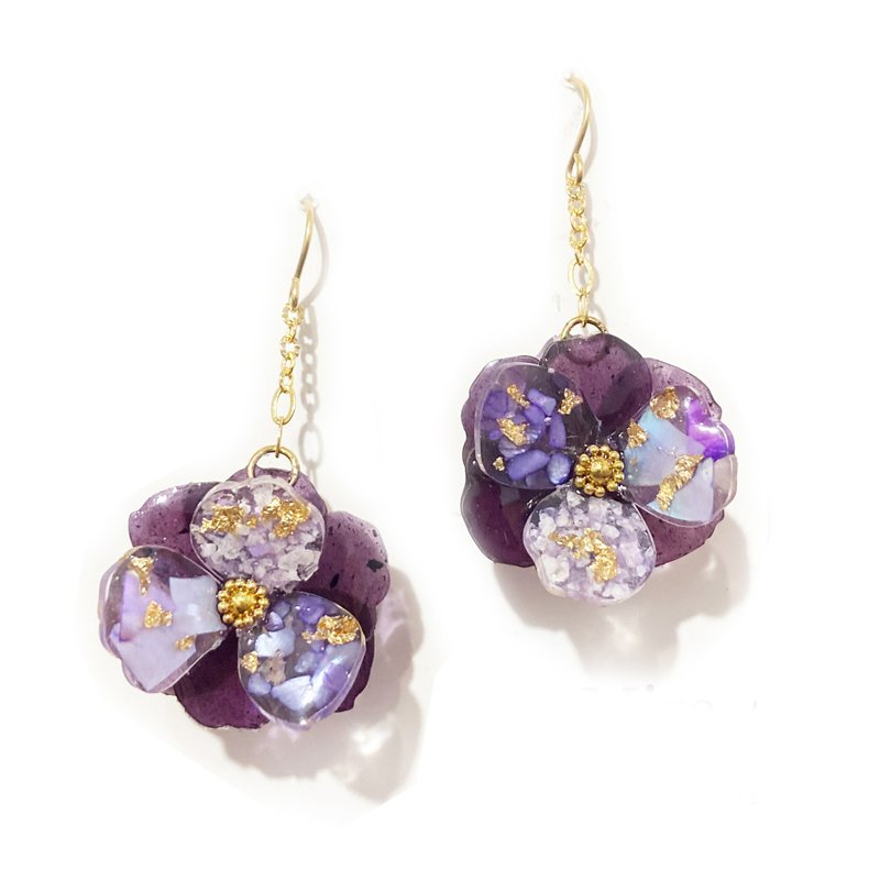 客制卖场所有这款花朵耳环双面垂坠欢迎询问(可改夹) - 耳环/耳夹 - 树脂 多色