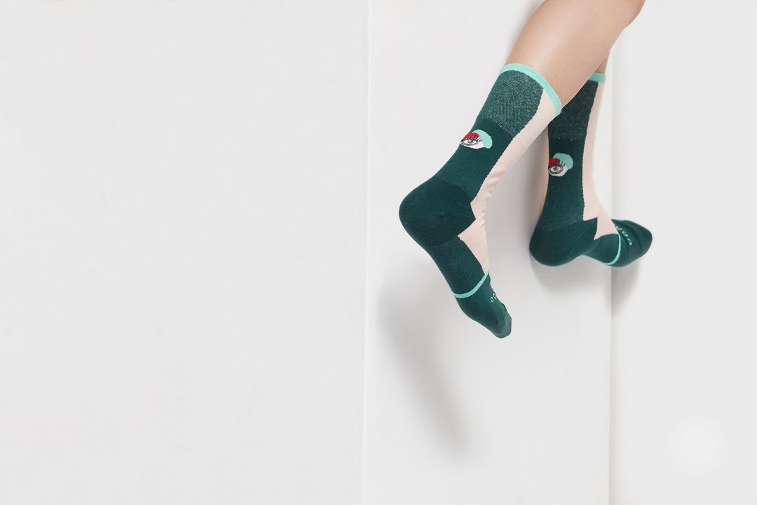 Nelissa Hilman x Goodpair Socks: PEEK-A-BOO系列 - 袜子 - 棉 粉红色