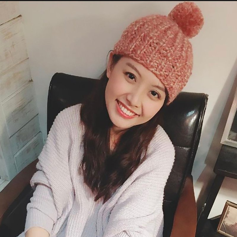 毛帽-粉橘色--(请先详细阅读订制说明并提供头围) - 帽子 - 羊毛 粉红色
