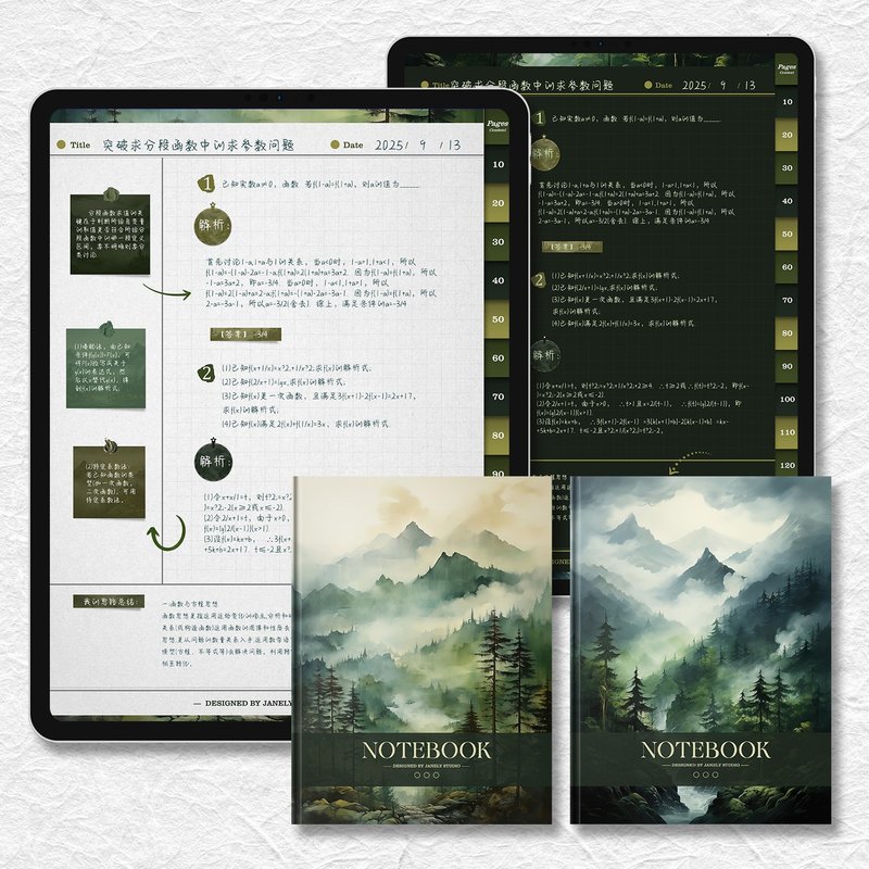 迷雾森林竖版电子手帐康奈尔数位笔记本模板notability/goodnotes - 电子手帐及素材 - 其他材质 