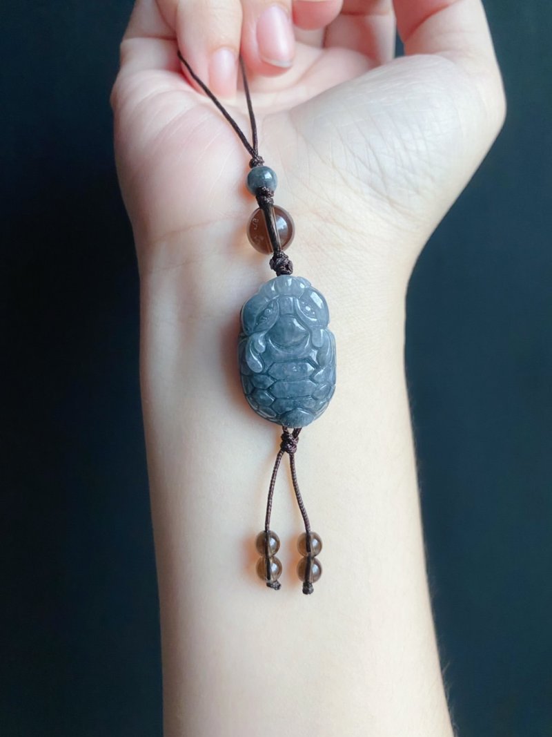 【售出】天然缅甸玉 乌鸡翡翠 龙龟 挡煞 招财 包挂 礼物 手机挂 - 挂绳/吊绳 - 玉石 黑色